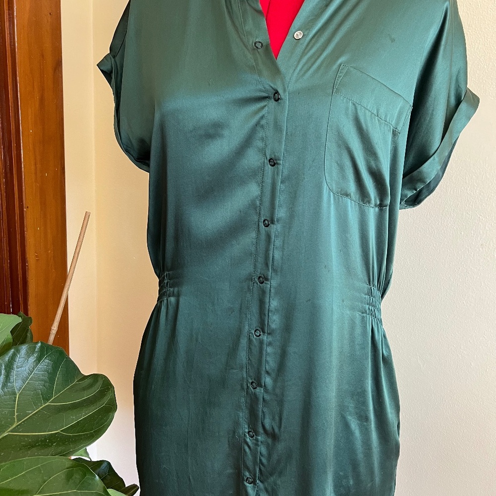 Bottle green silk dress